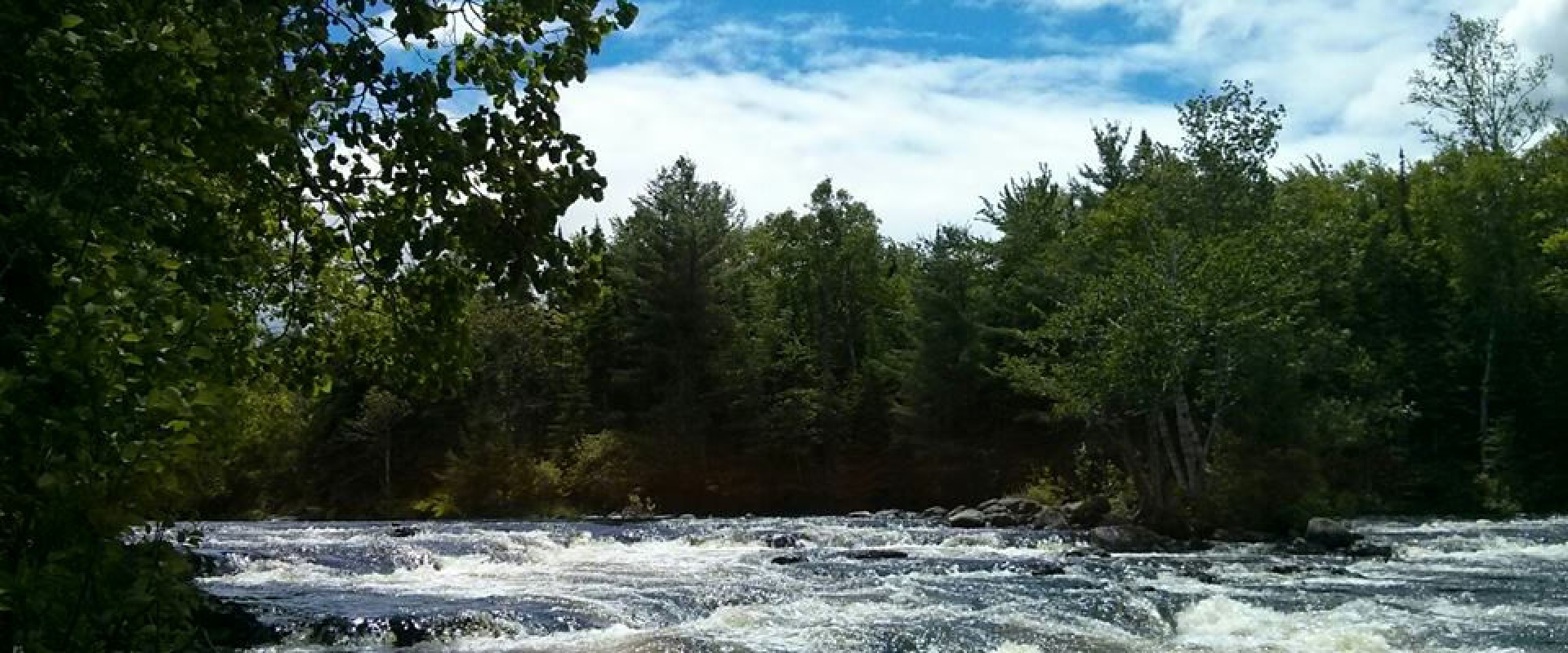 Water rushes through the Little Falls Rapids on the St. Croix River. 