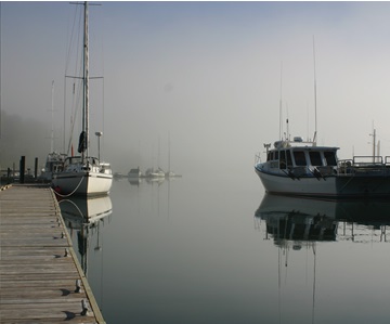 Image of boats on the port of The Three Rivers, Prince Edward Island