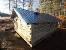 The newly renovated Cofan Cabin, near Sand Beach Lake on the Shelburne River system